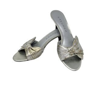 Caressa Skyrocket Stiletto Heels Size 7M Leather Upper Silver Metallic Finish